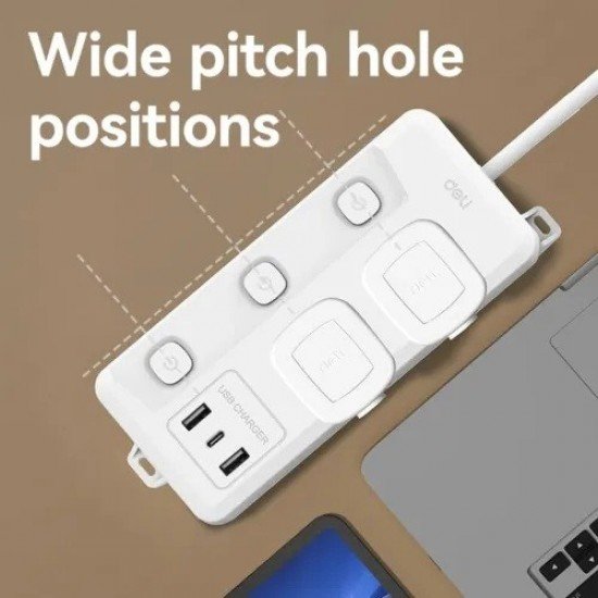 Deli CT711 4 Port 2 Meter Power Strip 