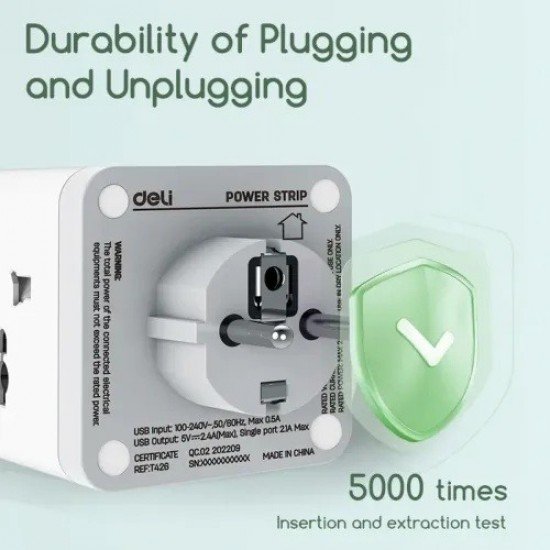 Deli ET426 4 Port Conventional Adapter