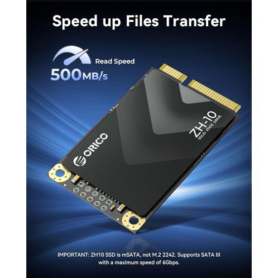 ORICO 512GB mSATA SSD SATA III 6Gbps 3D NAND Internal Drive ZH10