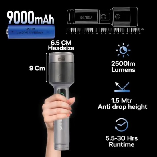 Philips SFL5102/56 LED Rechargeable Torch Light
