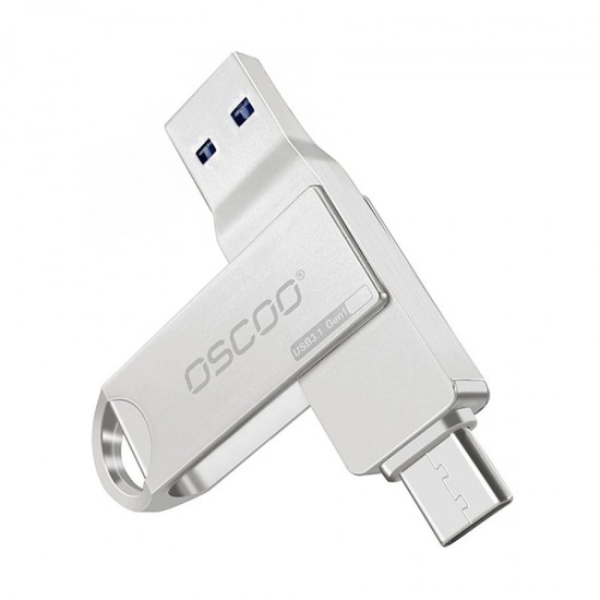 Oscoo CU002 128GB USB 3.1 Gen 1 & Type-C OTG Silver Pen Drive