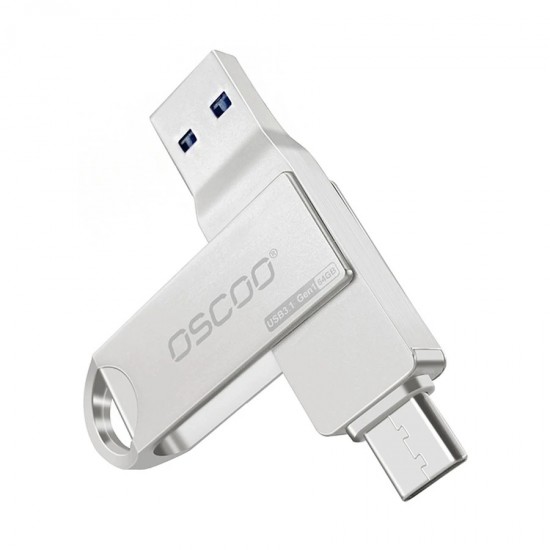 Oscoo CU002 64GB USB 3.1 Gen 1 & Type-C OTG Silver Pen Drive