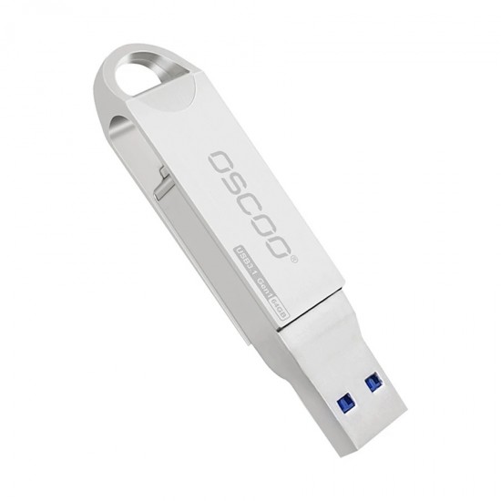 Oscoo CU002 64GB USB 3.1 Gen 1 & Type-C OTG Silver Pen Drive