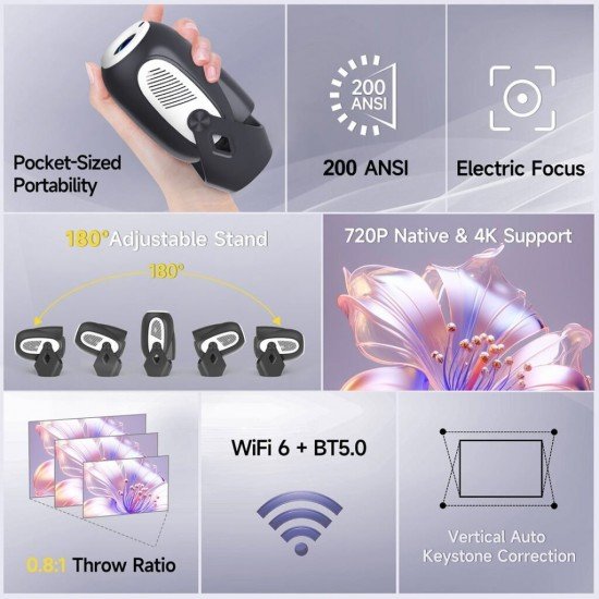 Magcubic HY300X 4K HD Electronic Focus Projector