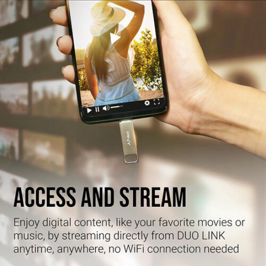PNY DUO LINK 64GB USB 3.2 Type-C Dual Flash Drive for smartphone and laptop data transfer